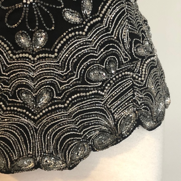 Vintage 'Dress Me Up' Black/Silver Party-Top - Picture 6 of 14